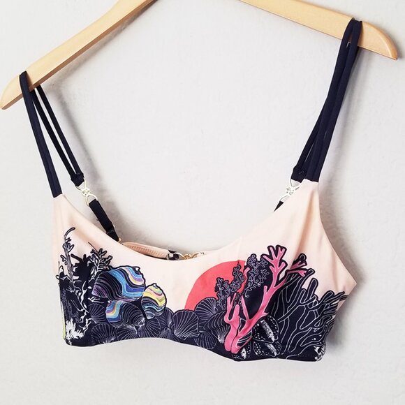 & Other Stories Ocean Floor Bikini Top Buttery Soft Artsy Under The Sea Size 10 - Picture 1 of 16